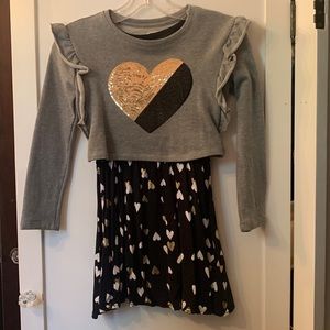 Girls 2piece dress set with hearts